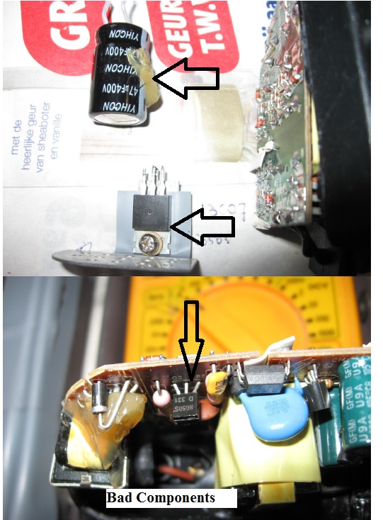 power adapter repair bad components