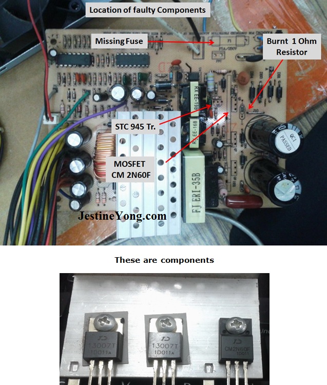 bad components in atx power supply