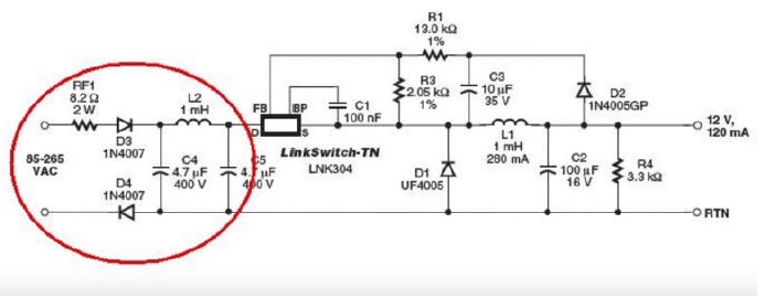 transformerless power supply schematic