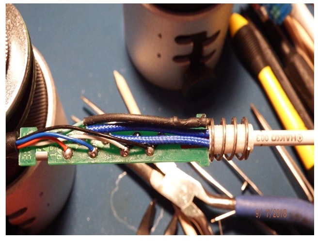 soldering on heating element 