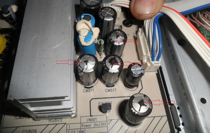 bad capacitor in tv