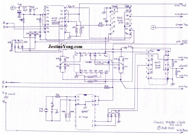 Gent’s XC408 Master clock circuit board diagram schematic