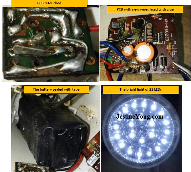 emergency light with burst capacitor repair