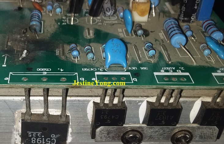 burnt components in amplifier