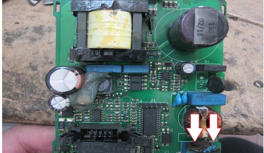 burnt component in battery charger