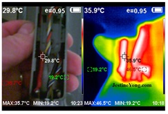 thermal imager detects connector heat