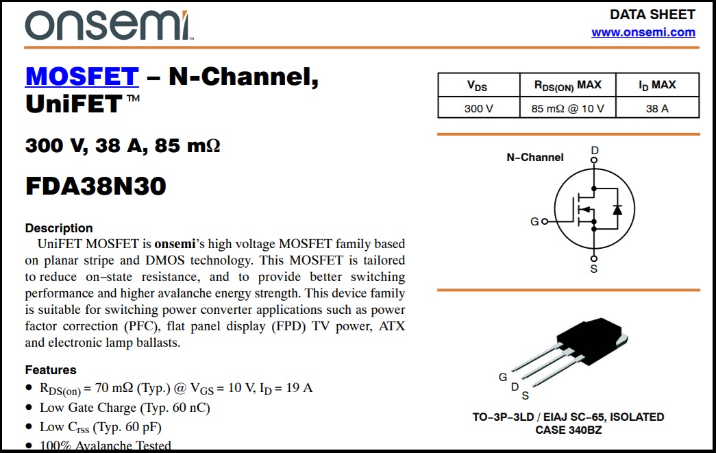 FDA38N30 DATASHEET