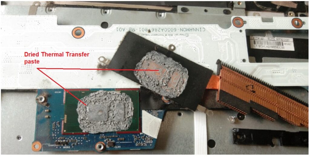 degraded heatsink paste laptop