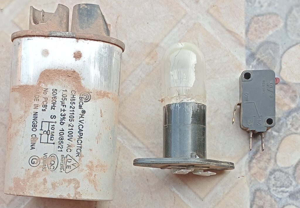 broken microwave oven capacitor