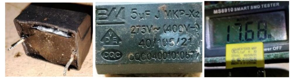 bad capacitor in induction cooker